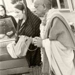 Wearing the sari Prabhupada brought for her